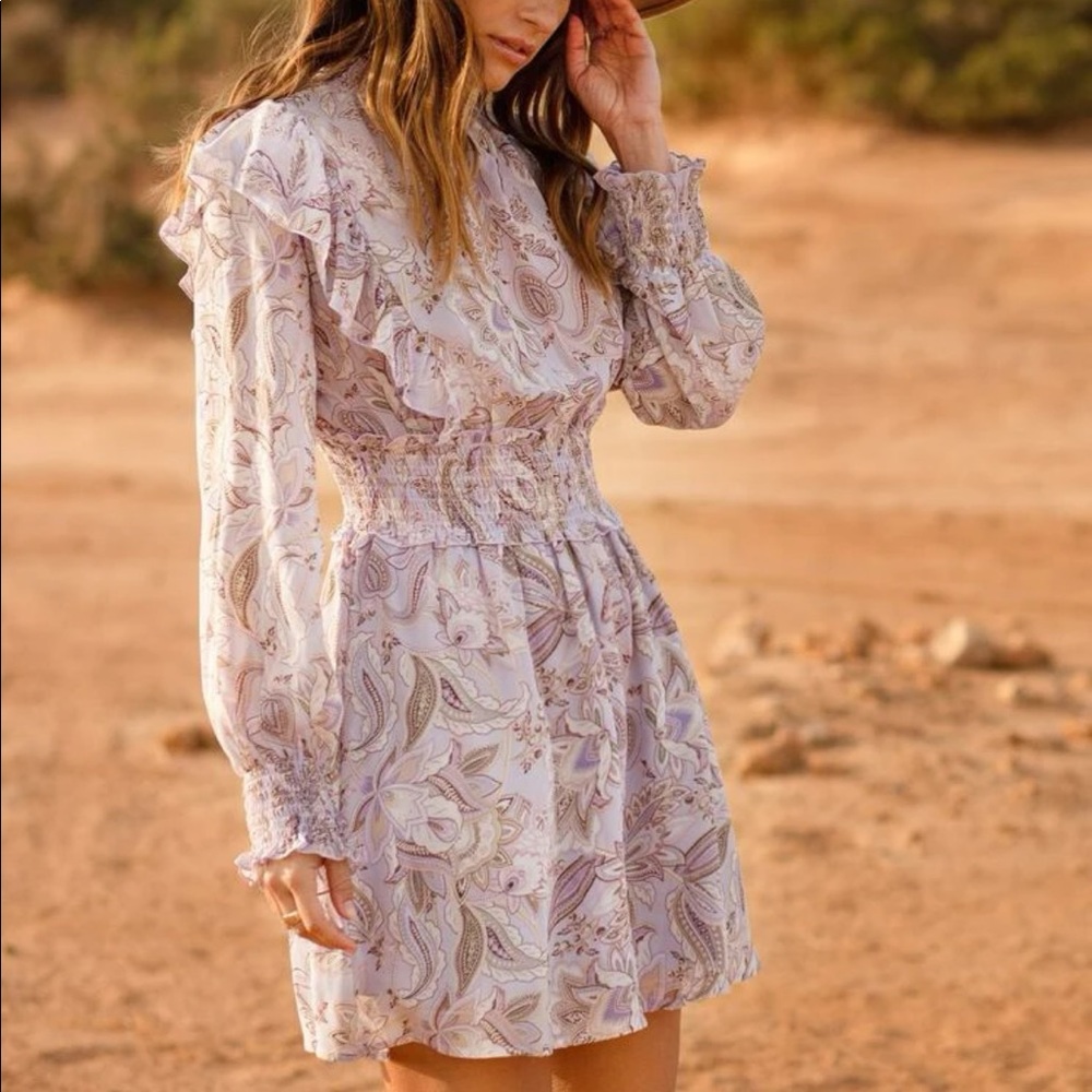 Ruffle Trim Floral Print Dress